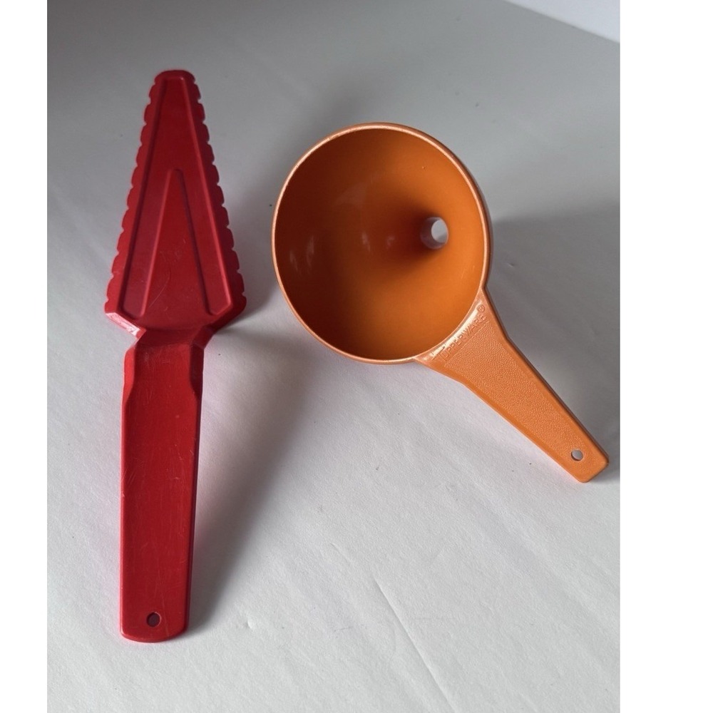 2pc Vintage Tupperware kitchen utensils red & orange